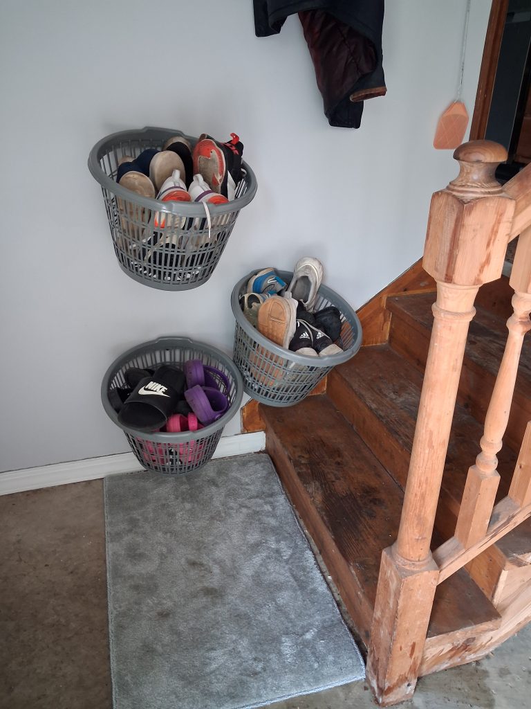 Entryway shoe organization