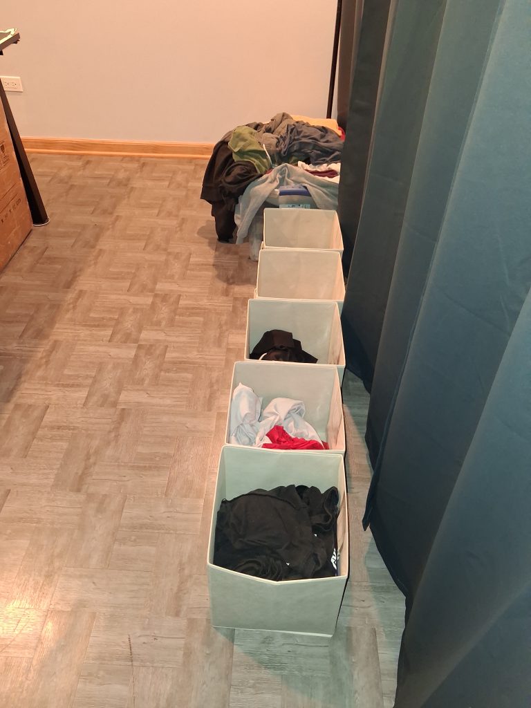 clothes organization bins
